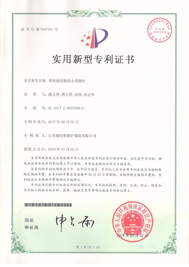 带有波纹板的小型锅炉