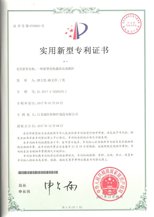 一种新型有机载体高效锅炉